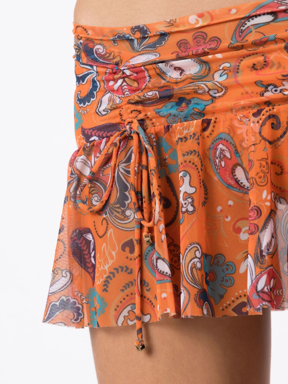 Shop Amir Slama Mesh Graphic-print Miniskirt In Orange