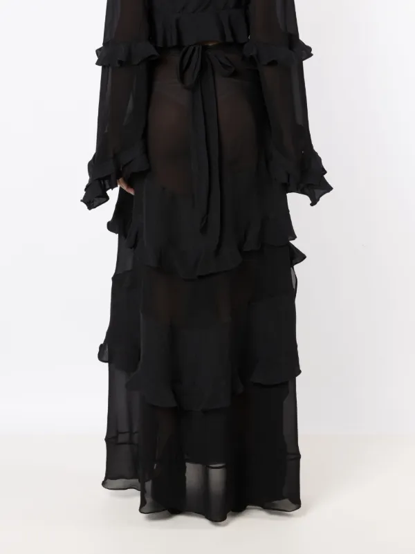 Amir Slama Maxi-rok Met Ruches Zwart FARFETCH NL