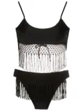 Amir Slama macramé fringe-trim bikini set - Black