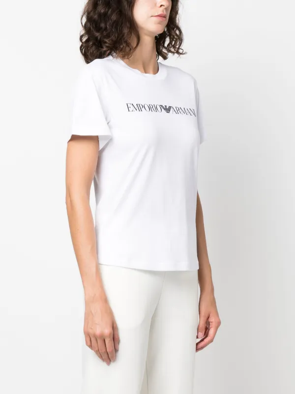 Tシャツ・カットソー EMPORIO ARMANI Women Tops Emporio Armani logo-print short-sleeve T-shirt | White
