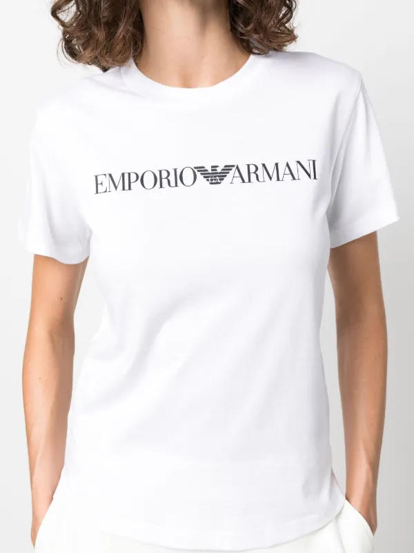 Tシャツ・カットソー EMPORIO ARMANI Woman T-Shirt White EW001521AF12571 U0002 Emporio Armani logo-print short-sleeve T-shirt | White