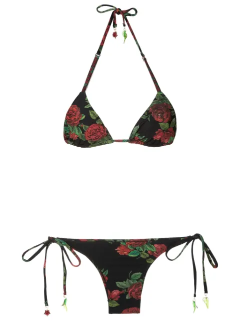 Amir Slama bikini estilo triángulo con rosas estampadas