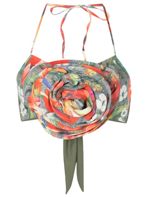 Amir Slama floral-appliqué crop top