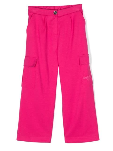 Pinko Kids logo-embroidered cotton cargo trousers