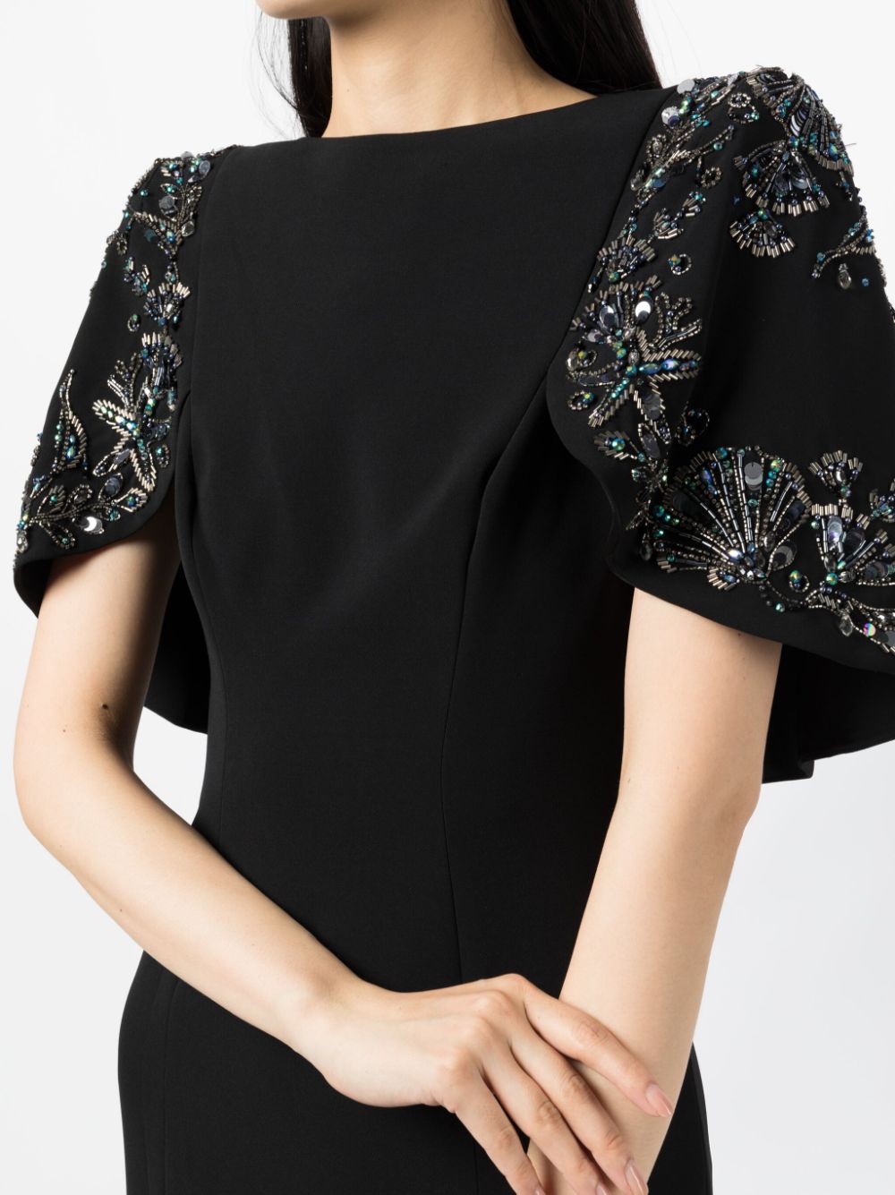 Shop Jenny Packham Anemone Sequin Maxi Dress In Black