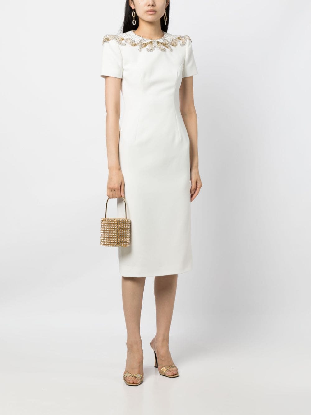 Jenny Packham Midi-jurk verfraaid met stras Wit