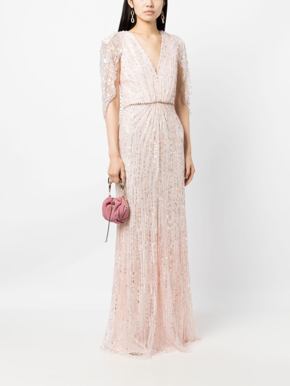 Shop Jenny Packham Caralia Sequin-embellished Tulle Dress In Pink