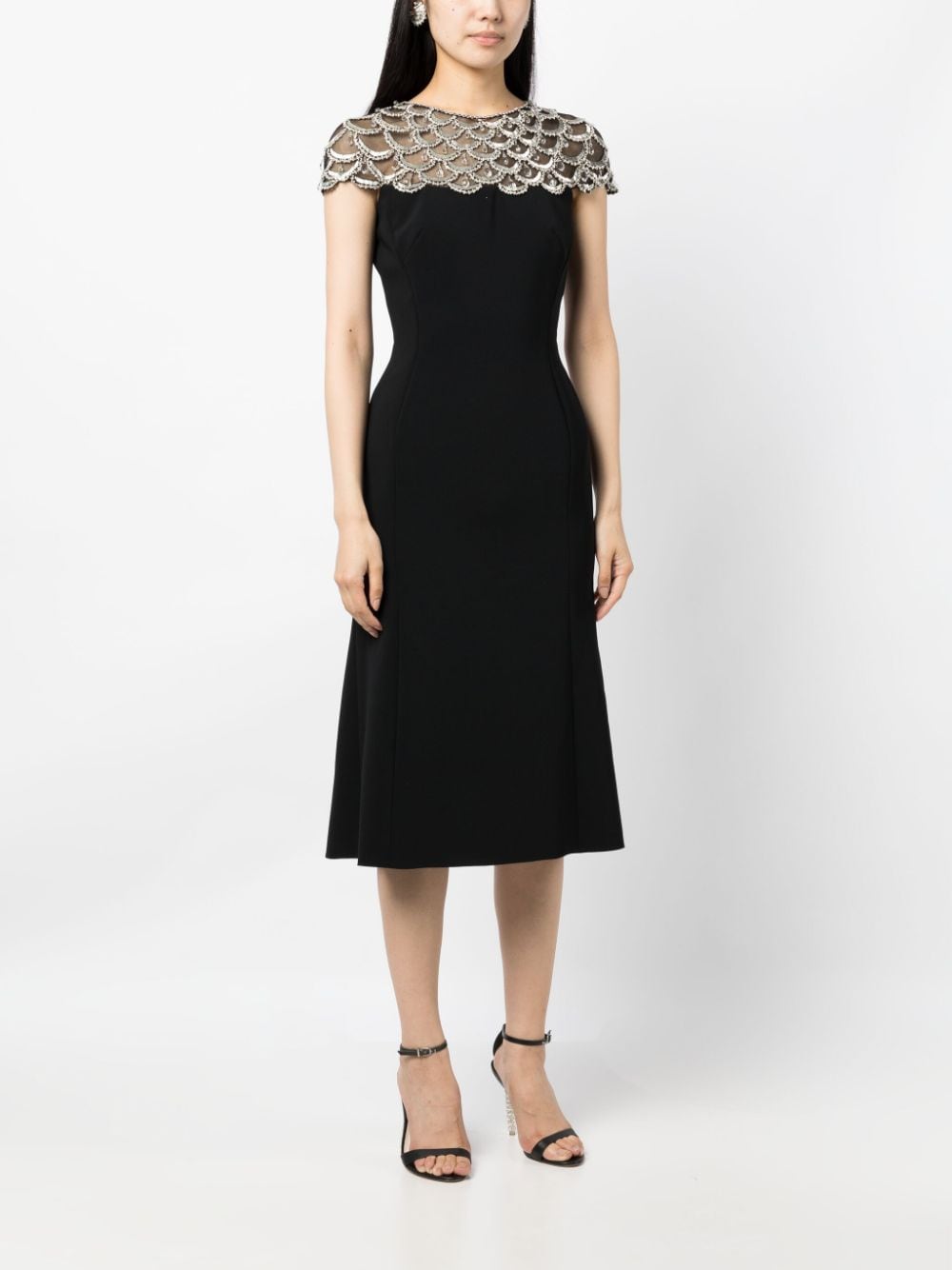 Jenny Packham Midi-jurk verfraaid met kralen Zwart