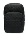 Emporio Armani logo-lettering monogram-jacquard backpack - Black
