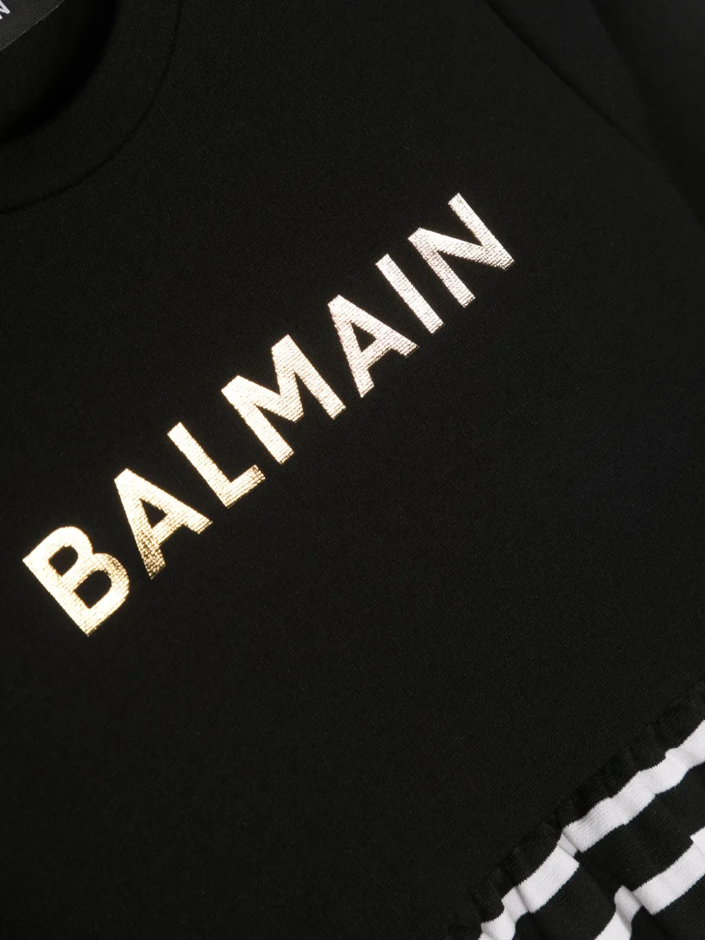 Balmain Kids Logo-lettering Long-sleeve Dress - Black 