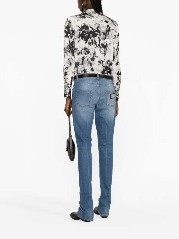 【DOLCE&GABBANA】コットン NAVY フレア デニムジーンズ Dolce & Gabbana mid-rise Flared Jeans | Blue | FARFETCH JO