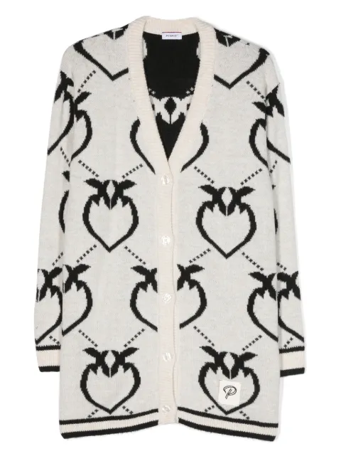 Pinko Kids Love Birds-print V-neck cardigan
