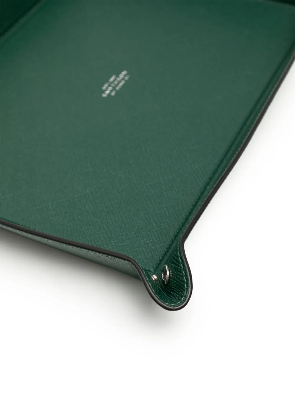 Smythson Large Rectangular Leather Tray In Green