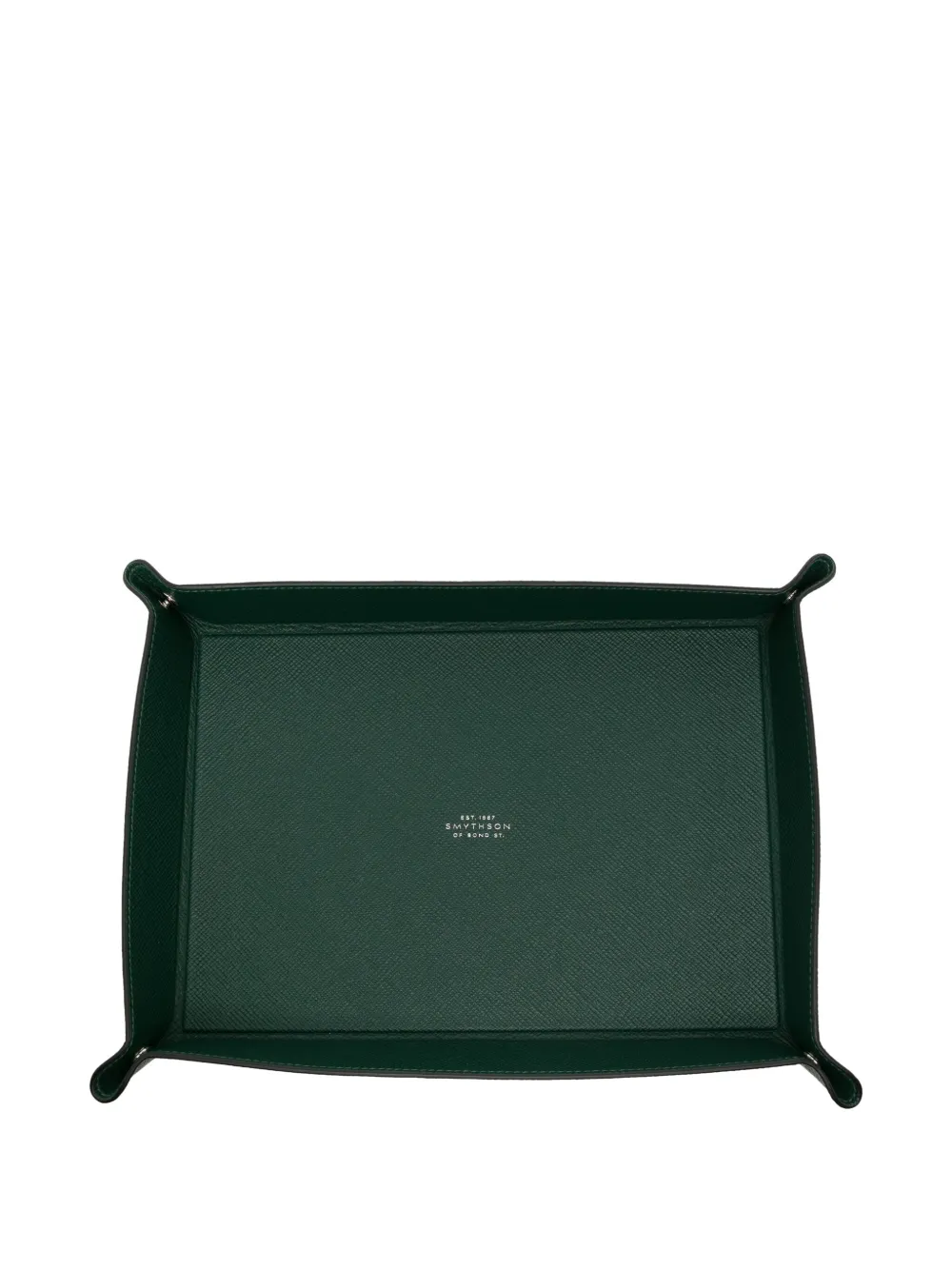 Smythson large rectangular leather tray - Groen