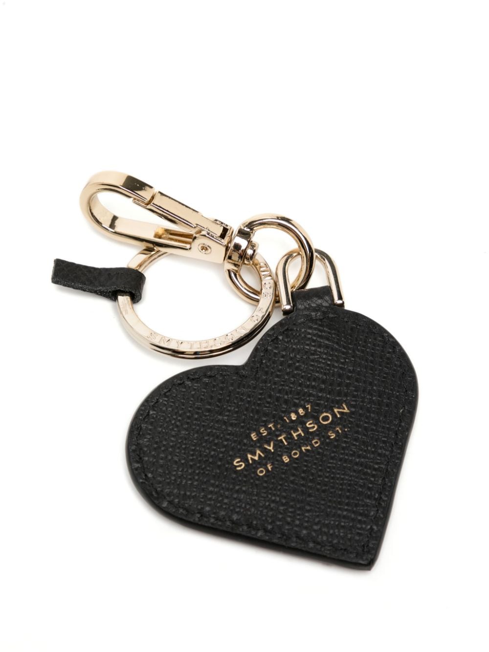 Smythson Heart leather keyring - Zwart