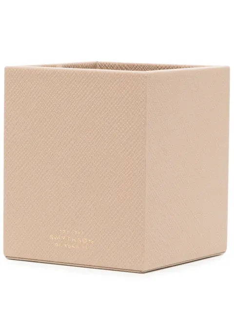 Smythson logo-print leather pencil holder