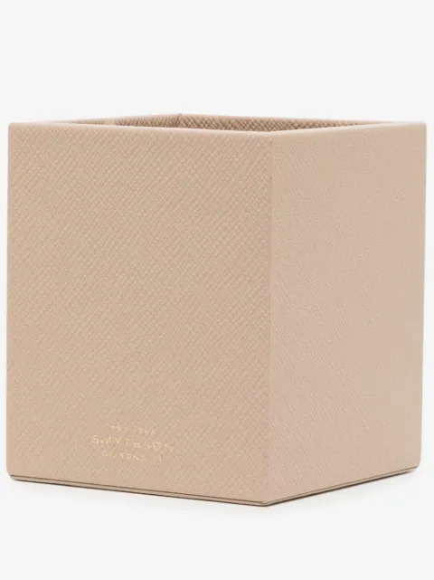 Smythson logo-print leather pencil holder