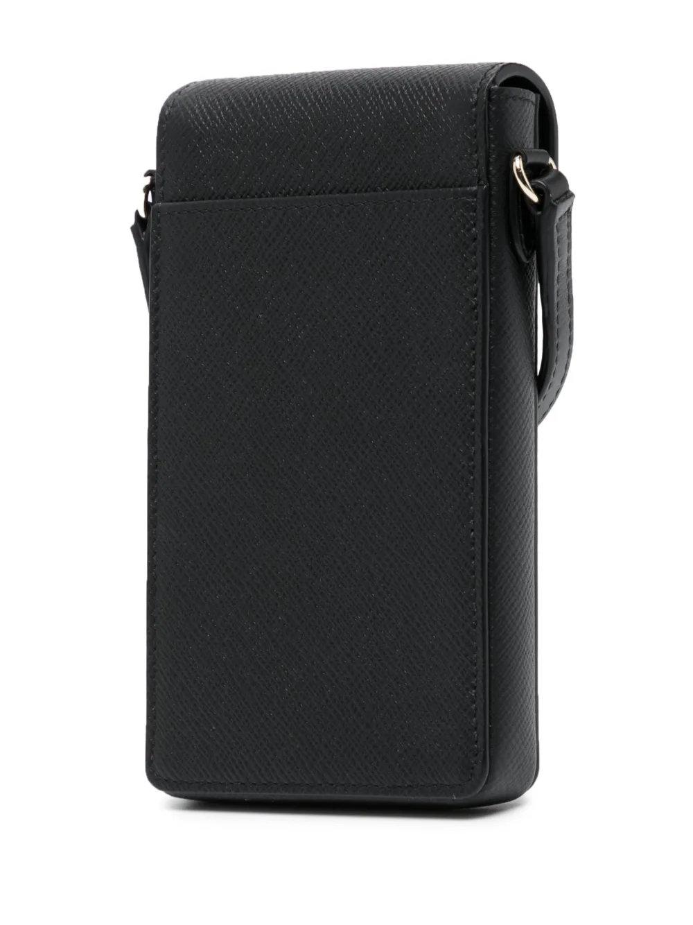 Smythson Envelope Phone Case Crossbody In Panama In 黑色