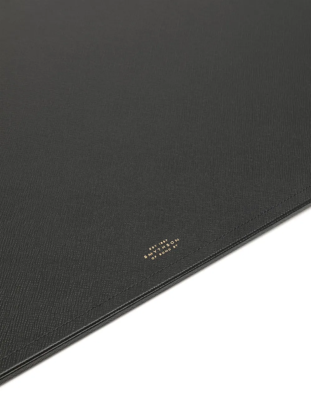 Smythson Large Leather Desk Mat In Black