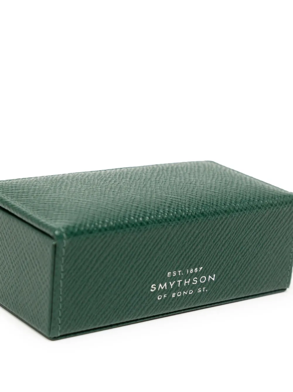 Smythson Mini Panama Leather Cufflink Box In Grün