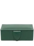 Smythson mini Panama leather cufflink box - Green