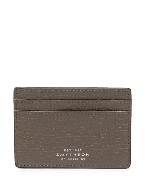 Smythson logo-stamp leather cardholder