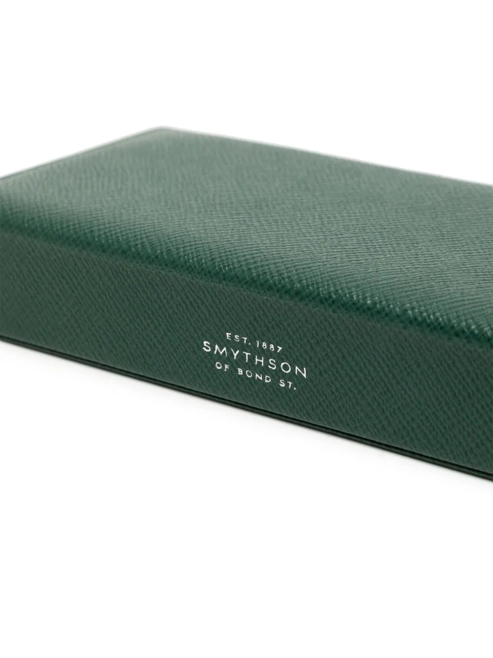 Smythson Panama Leather Cufflink Box In Grün