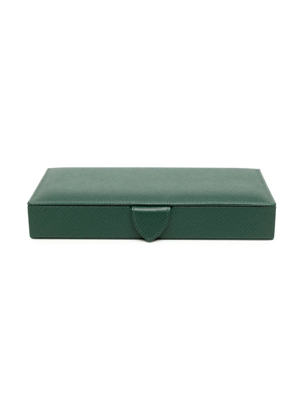 Smythson Panama Leather Cufflink Box In Grün