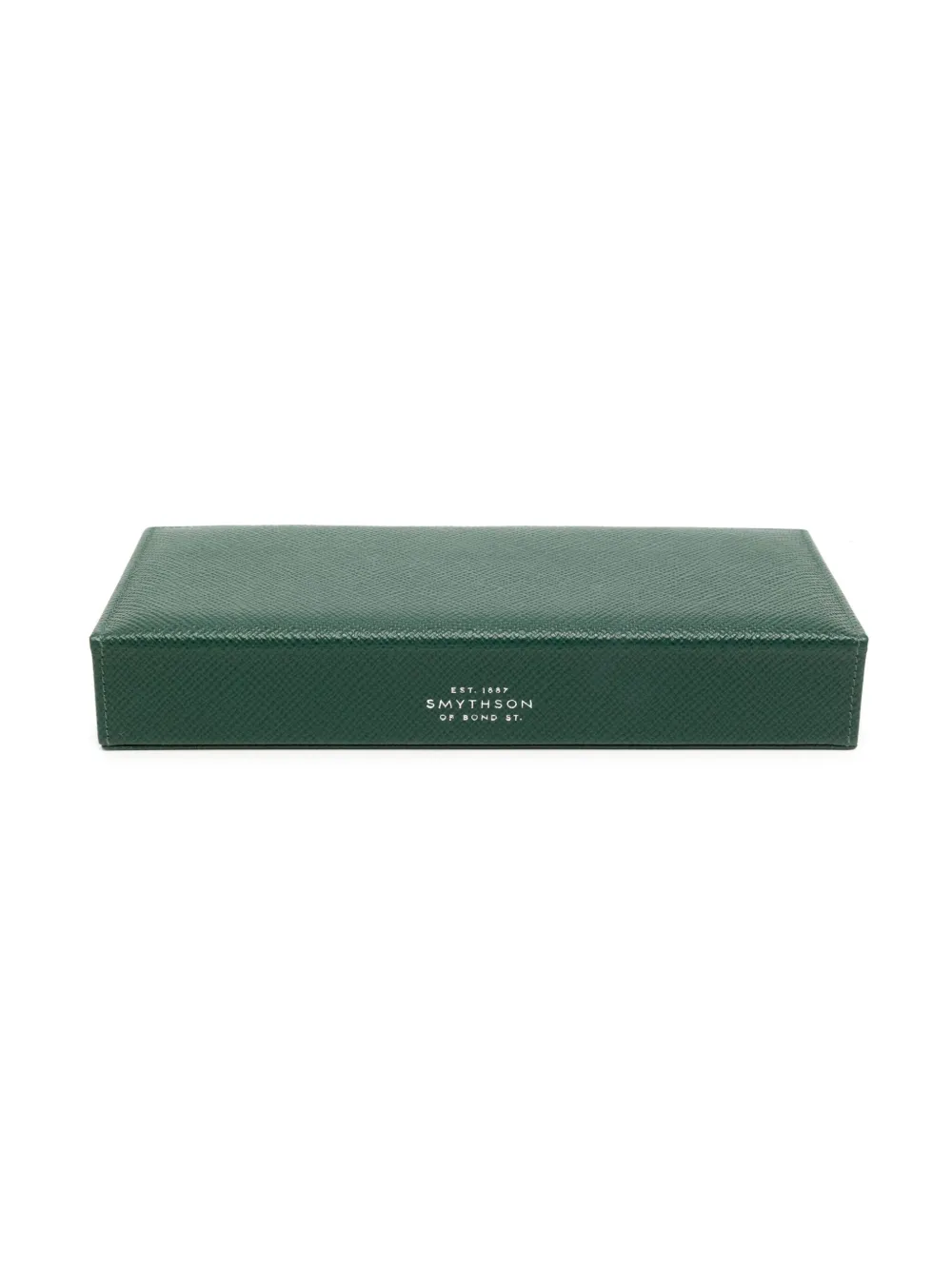 Smythson Panama Leather Cufflink Box In Grün