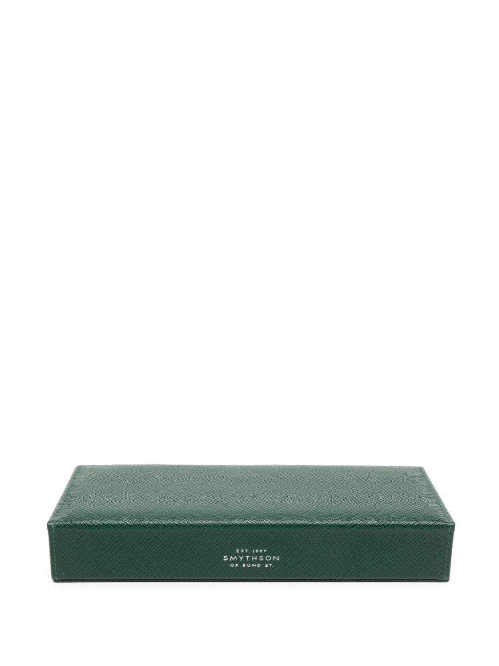 Smythson Panama leather cufflink box - Groen