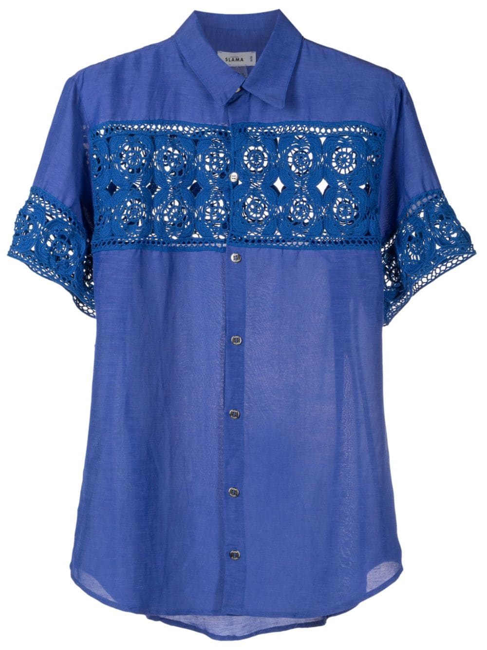 Image 1 of Amir Slama crochet-panel short-sleeved shirt