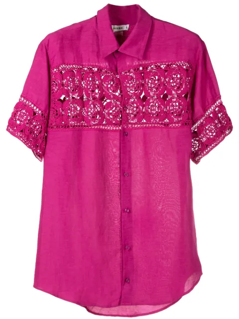 Amir Slama crochet-panel short-sleeved shirt