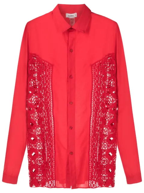 Amir Slama camisa con paneles de crochet