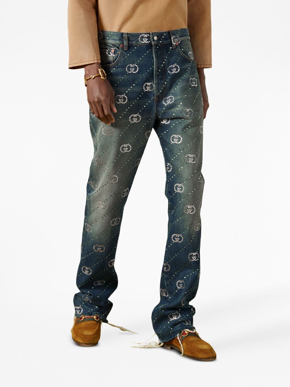 Shop Gucci Interlocking G Straight-leg Jeans In Blau