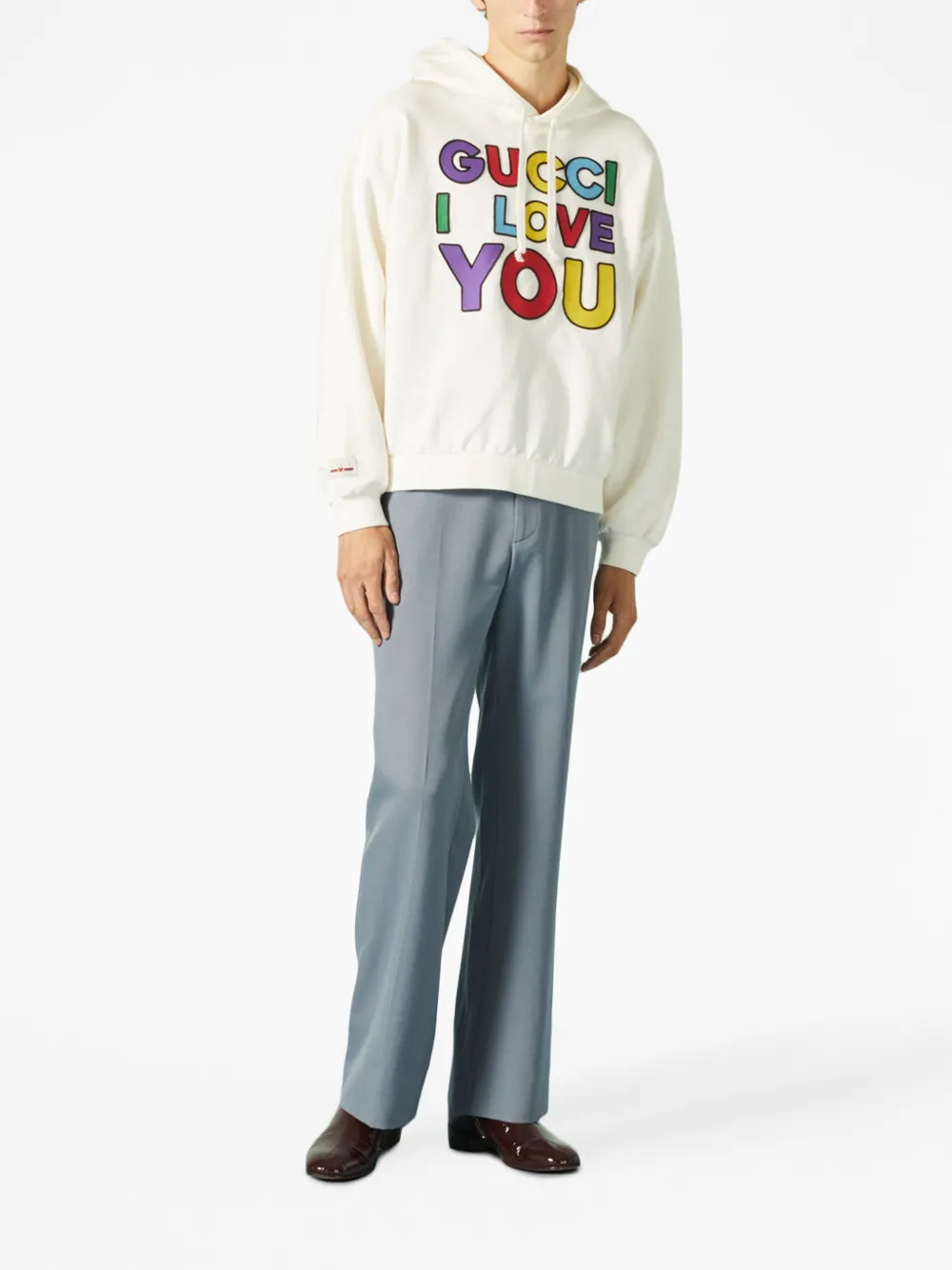 Gucci logo-print cotton hoodie - Wit