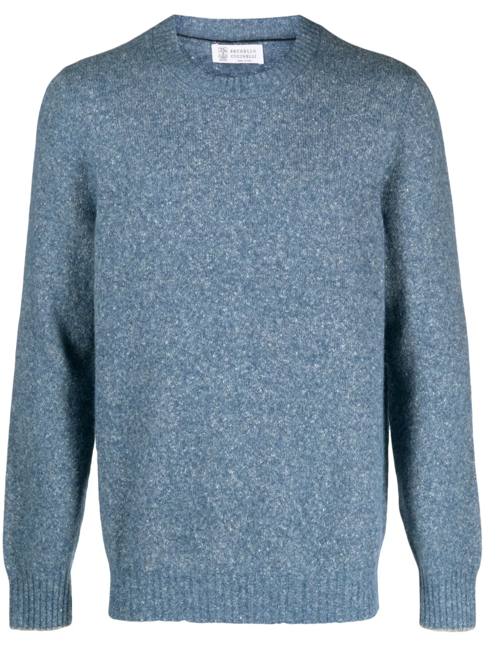 Brunello Cucinelli Crew-neck Mélange Jumper In Blue