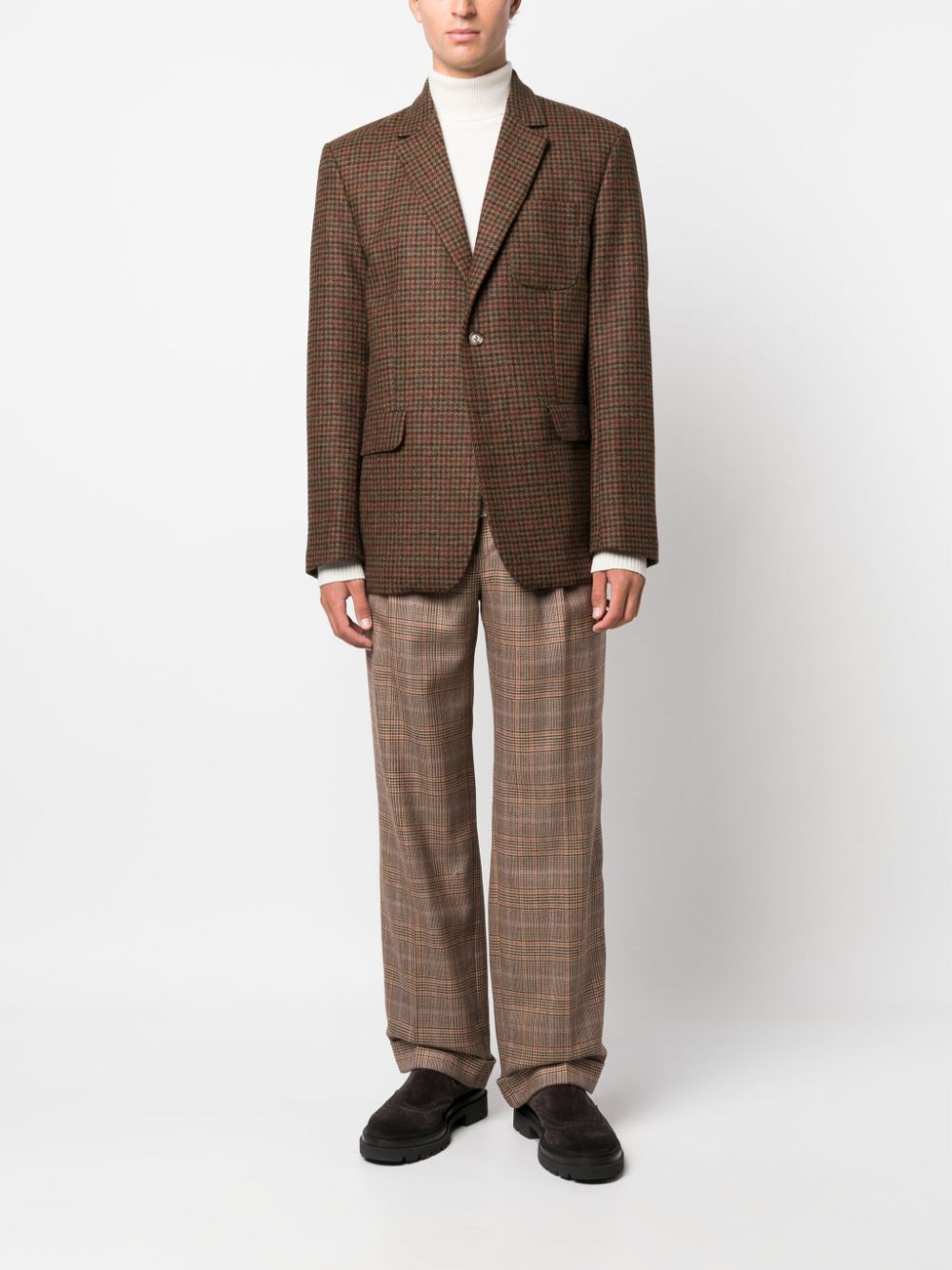 PT Torino plaid-check wide-leg trousers - Bruin