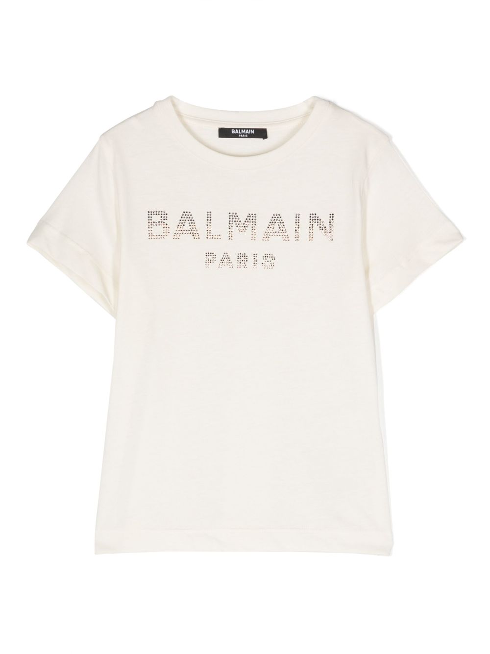 Balmain Kids rhinestone-embellished logo T-shirt - White