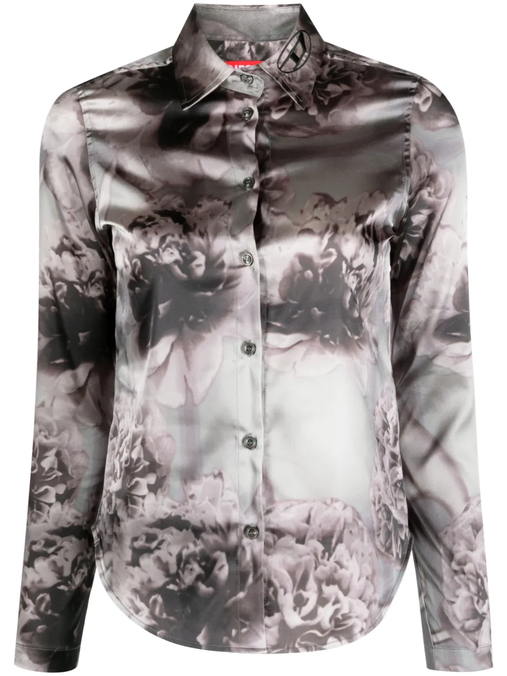 Diesel floral-print satin shirt – Black