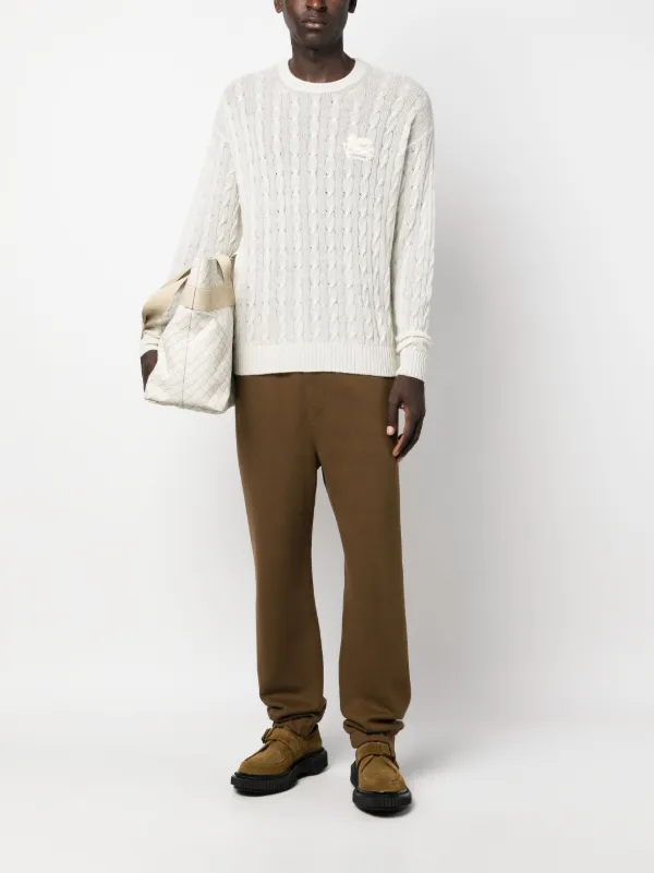 ETRO Pegaso-motif cable-knit Jumper | White | FARFETCH ID