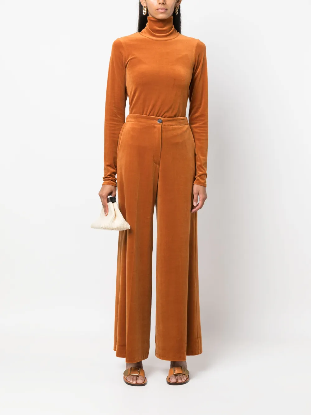 Forte Forte wide-leg velvet trousers - Bruin
