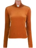 Forte Forte velvet-effect high-neck top - Brown