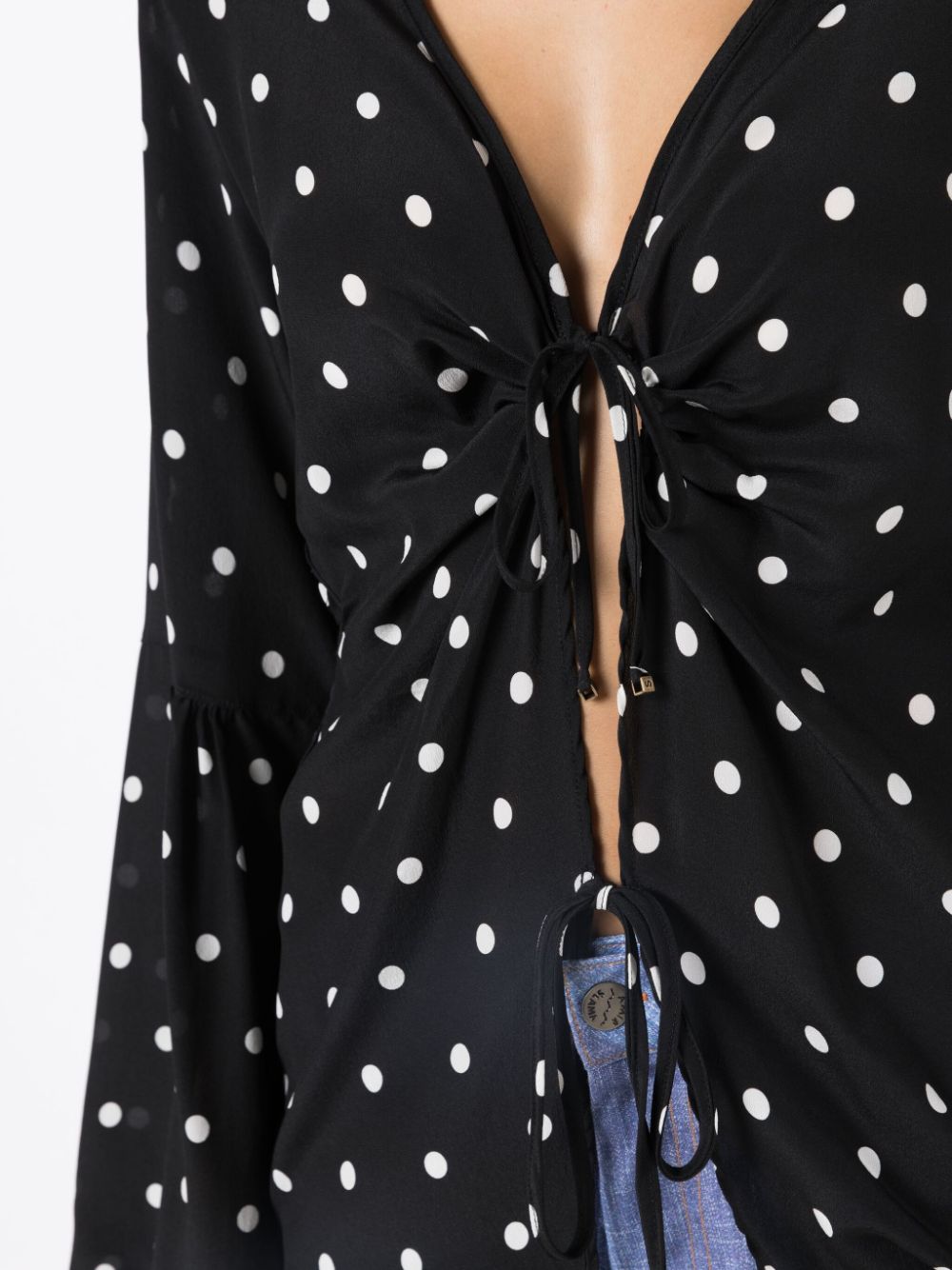 Shop Amir Slama Polka-dot Pattern Silk Blouse In Black