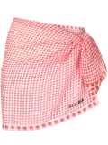 Amir Slama logo-print gingham-check skirt - Red