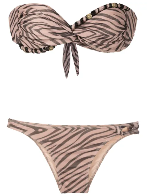 Amir Slama beaded zebra-pattern bikini set