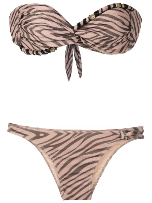 Bikini orné de perles à motif zébré - Amir Slama - Modalova