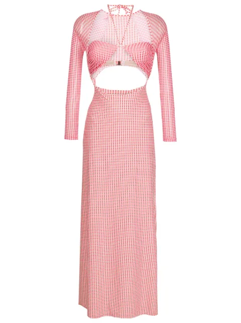 Amir Slama vestido largo con motivo de cuadros gingham