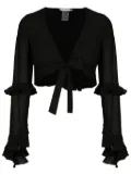 Amir Slama ruffled-trim crop top - Black
