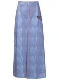 Amir Slama patch-detail denim midi skirt - Blue