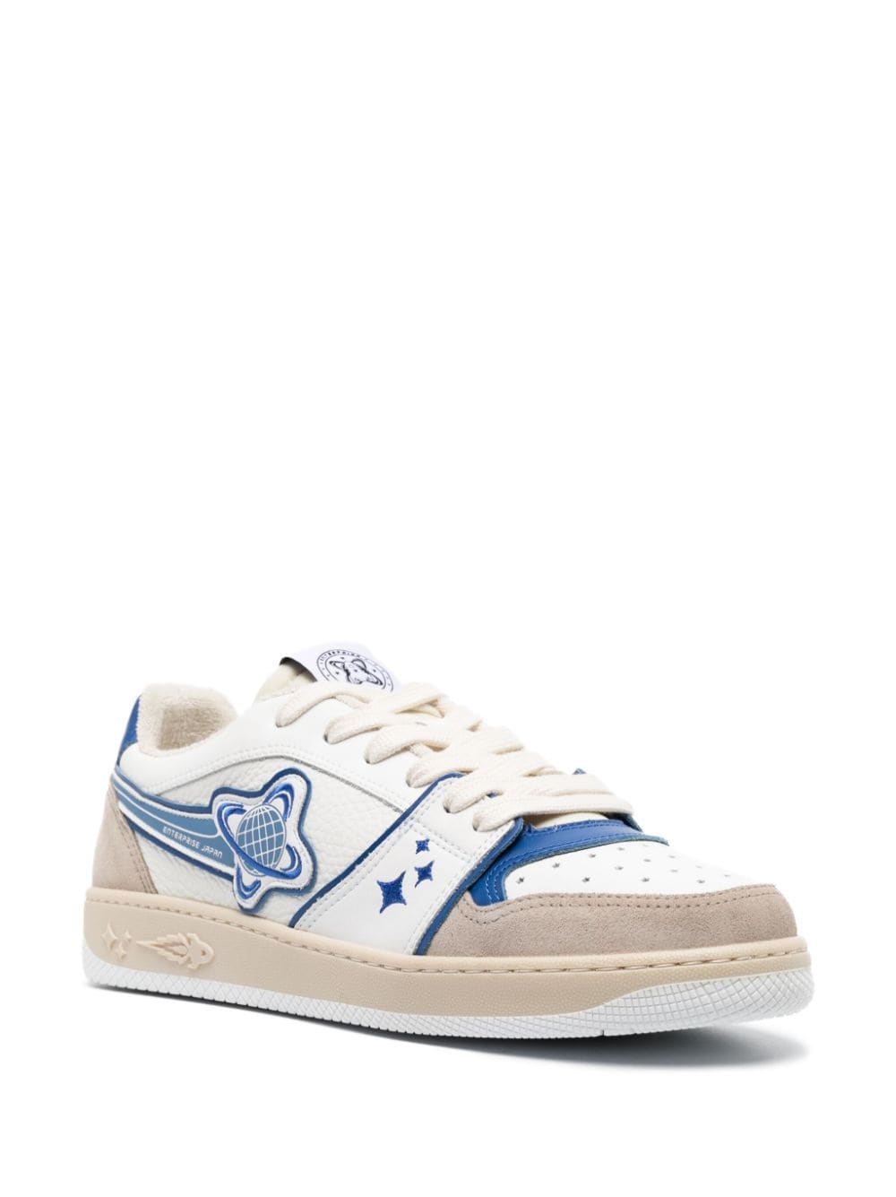 Enterprise Japan logo-patch leather sneakers - Wit